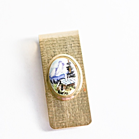 Winter Scene Vintage Money Clip- Artisan signed - Picture 2 of 2